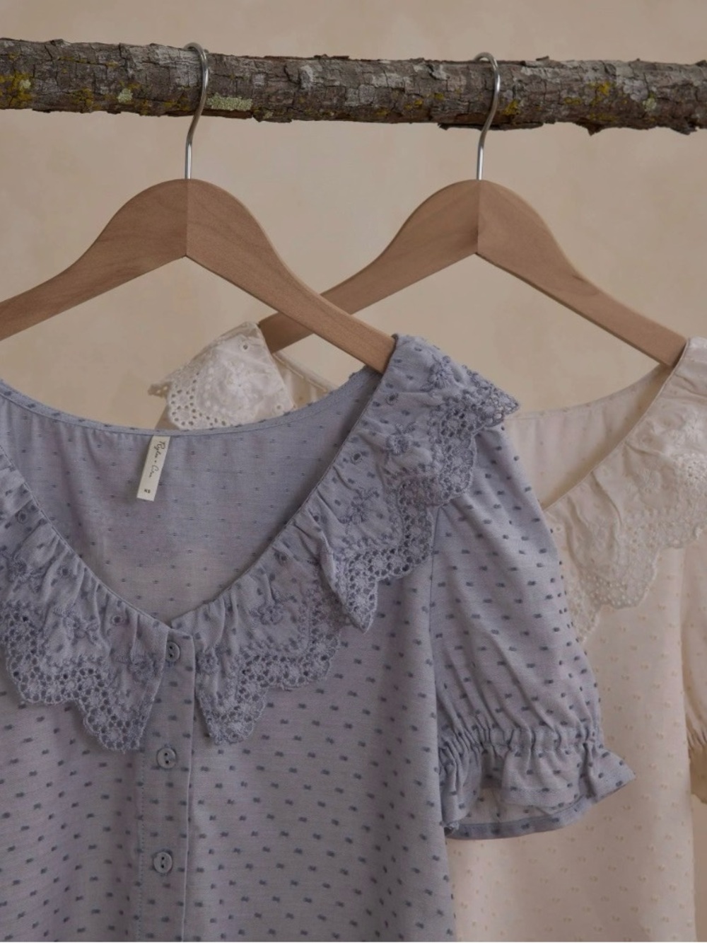 Dusty Blue Ruffle Collar Button Front Blouse Rylee & Cru - Picture 2 of 5